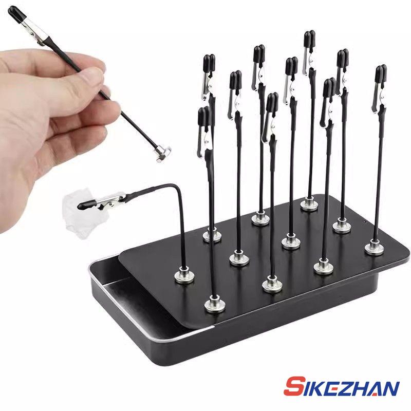 Model Painting Stand Base Holder 12PCS Alligator Clip Sticks Magnetic Bendable for Airbrush Spray Hobby DIY Model Crafting Tool