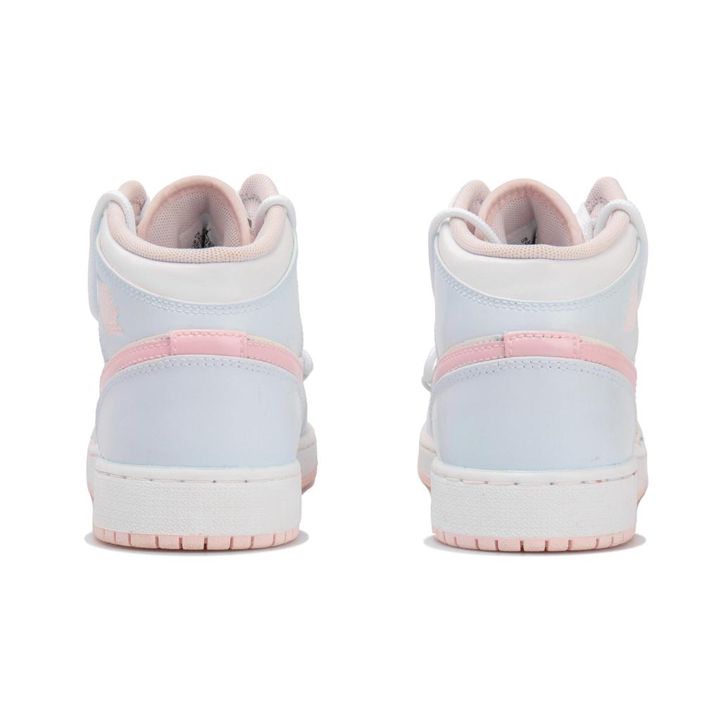 Jordan Air Jordan 1 Slip Resistant Abrasion Resistant Mid Top Vintage Basketball Shoes GS White Pink Blue FD8780-601(Team-)-Random Packaging Bags