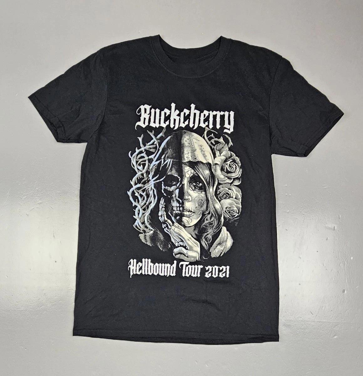 VTG Buckcherry Band Hellbound Tour 2021 Heavy T Shirt Cotton Black S-5XL US020 2XL