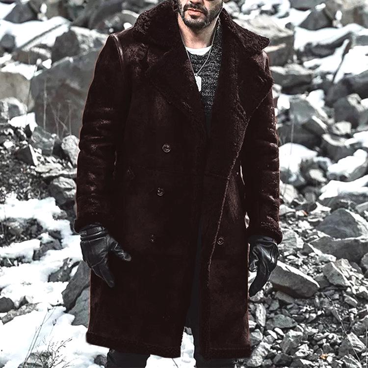 2026 European Style Men's Shearling & Faux Leather Warm Coat, Lambswool Faux Suede, Top Seller