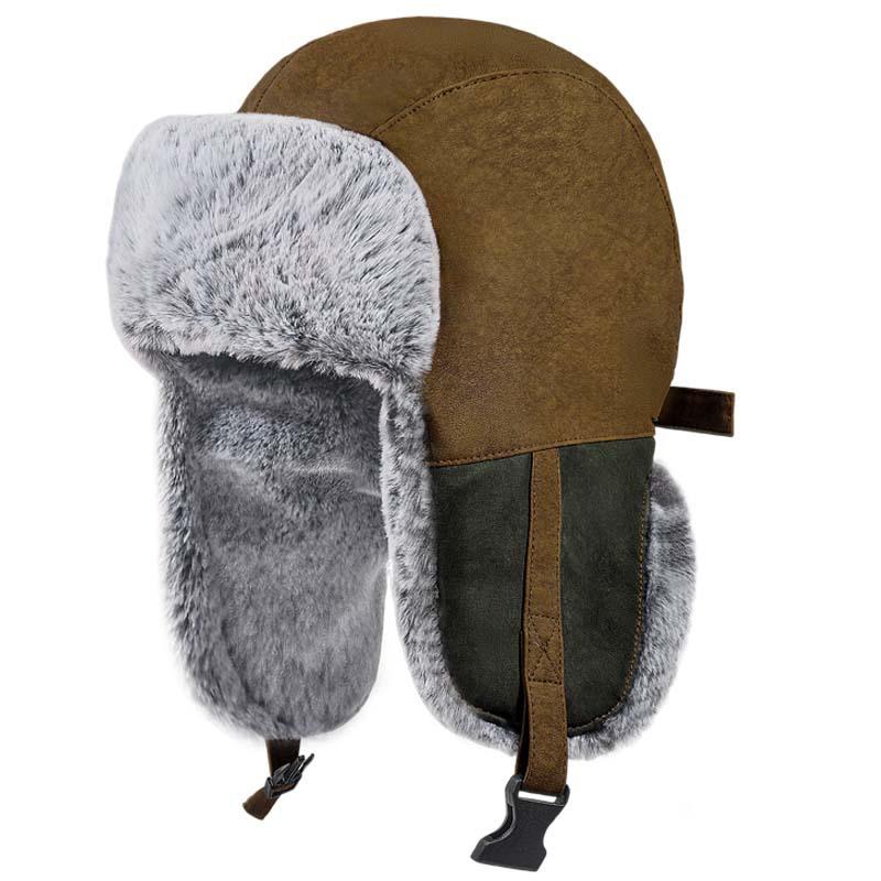 24 Winter Cold-proof Leather Men's Velvet Thermal Ear Caps Outdoor Skiing Windproof Pilot Hats Women