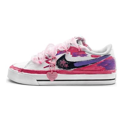 Court Legacy Double Star Lovers Cushioning Low Top Skateboard Shoes Unisex Pink White Purple DH3161-100(team912-)
