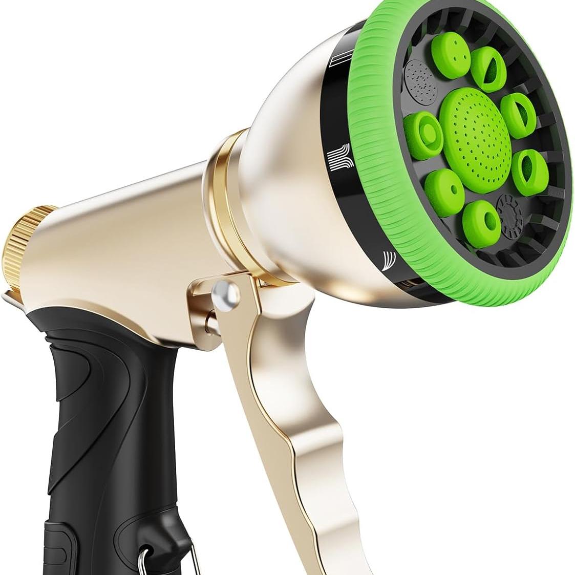 

Metal Garden Hose Sprayer Nozzle With 9 Adjustable Spray Patterns for Watering Plants, Lawns, Car Wash, Pet Washing
