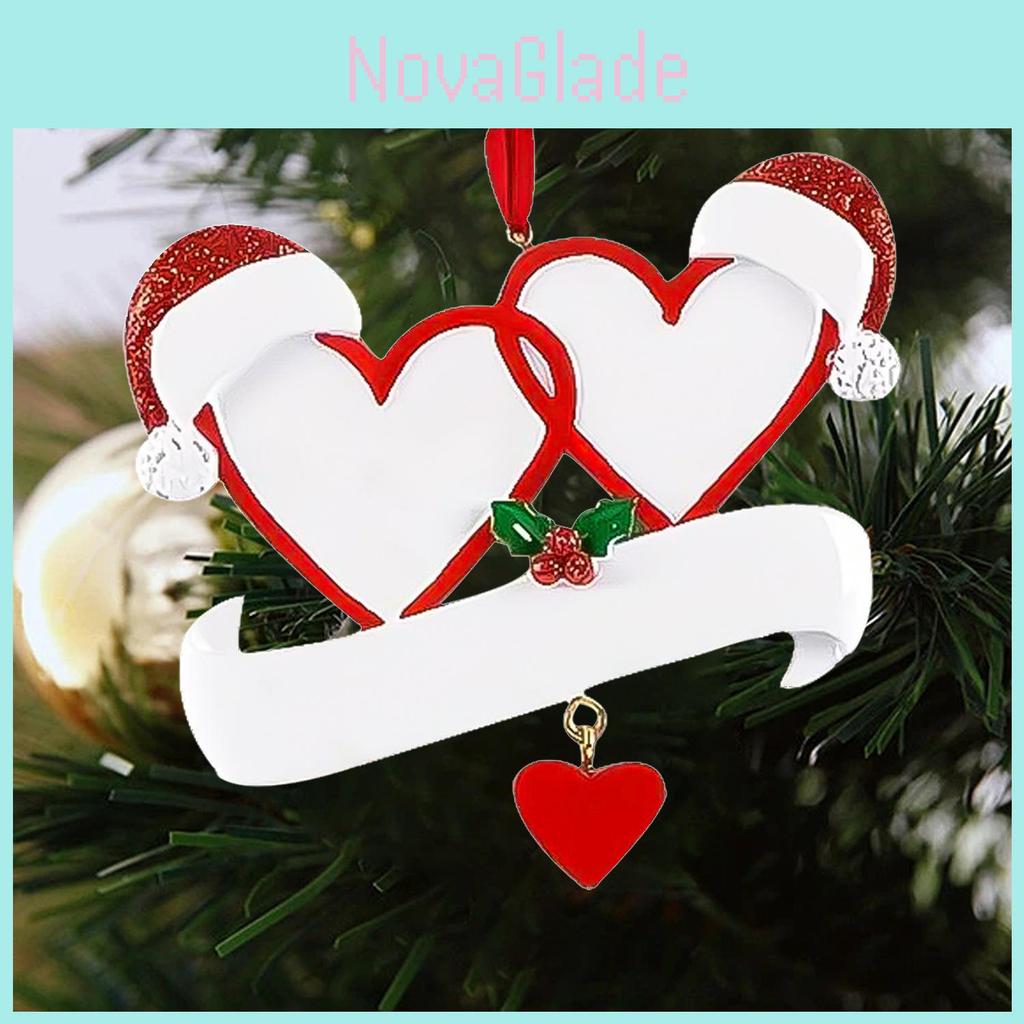 Double Heart Red Hat Christmas Tree Ornament Adorable Resin Hand-painted Decoration For Holiday Cheer