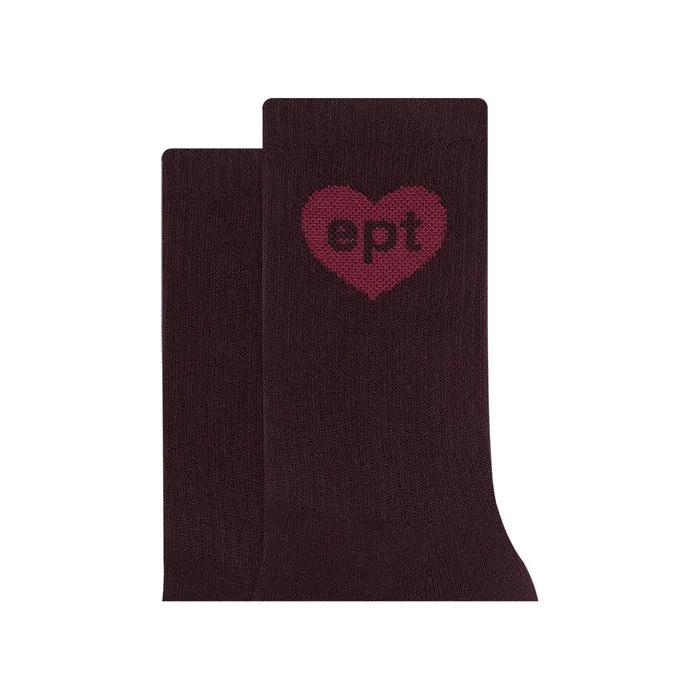 HEART LONG CREW SOCKS (BURGUNDY)