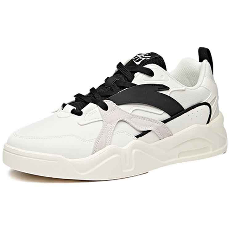 New Anta Slip Resistant Cushioning Wear Resistant Low Top Skateboard Shoes Men's Black White 112038046-1