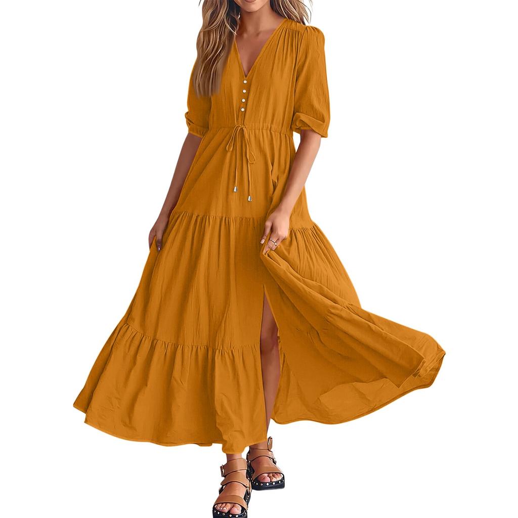 Women's Fashionable Solid Color Elegant Temperament Hanging Neck Waistband Dress