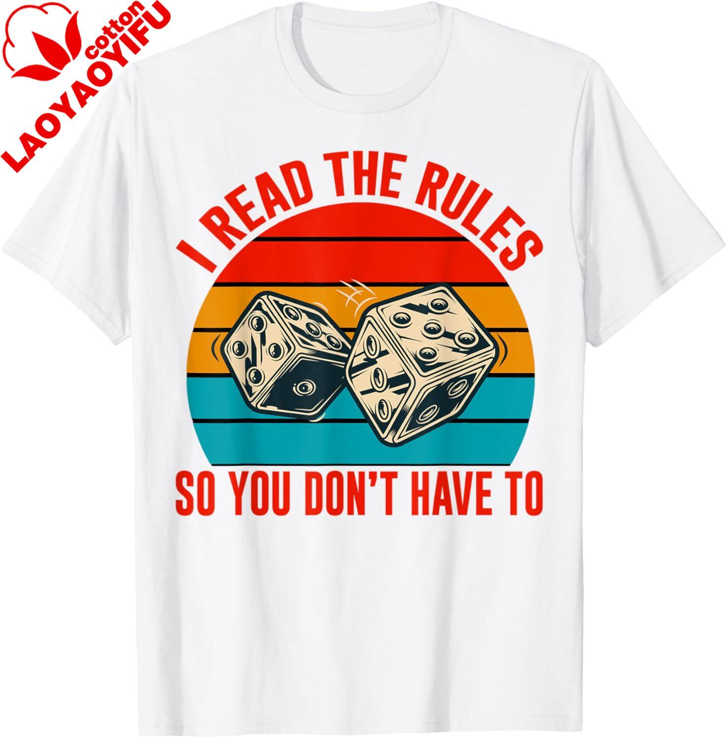 Game Night Adults Funny Board Games I Read The Rules TShirt Custom Printed Graphic T Shirts Print on DeUnisexd Camisas Streetwear S