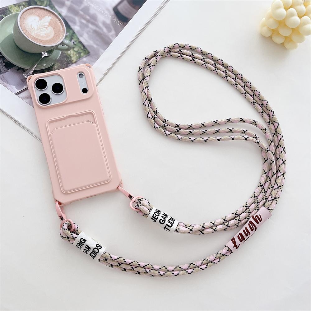 Wallet Crossbody Phone Case for IPhone 17 Air 16 15 14 13 12 11 Pro Max X XS XR Strap Necklace Card Holder Soft Silicone Cover