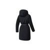 FILA Athletics Hooded Basic Waist Cinched Solid Color Warm Mid-Length Down Jacket Women outerwear Deep-Black A11W245909F-BK