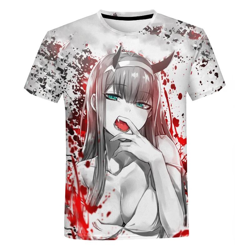 Dear In France 3D Printed T-shirt Anime Zero Two Fashion Oversized Short Sleeve T-shirt Sports Trend High Quality Top Clothing