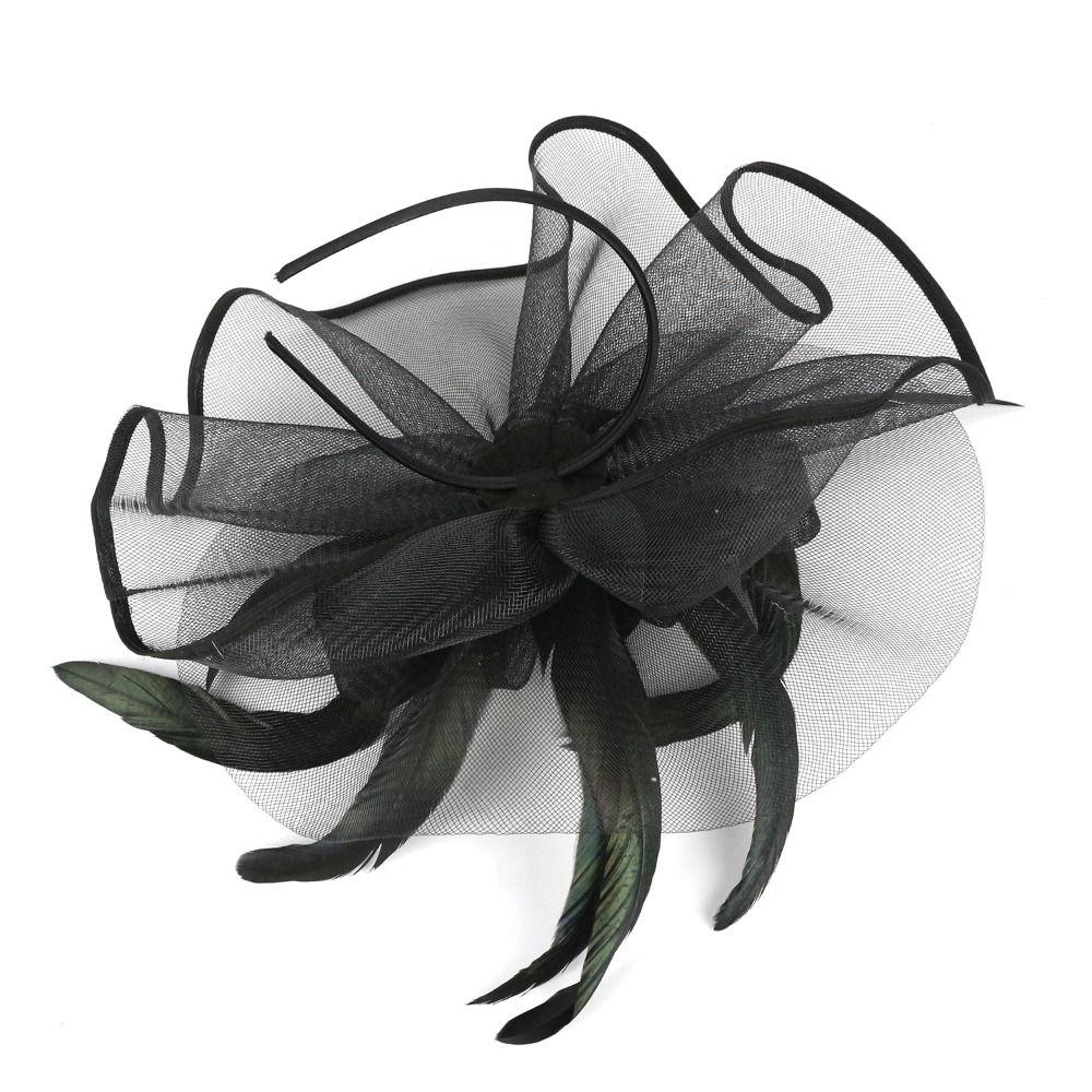 Formal Dress Fascinator Headdress British Retro Wedding Feather Hat Headband  Party