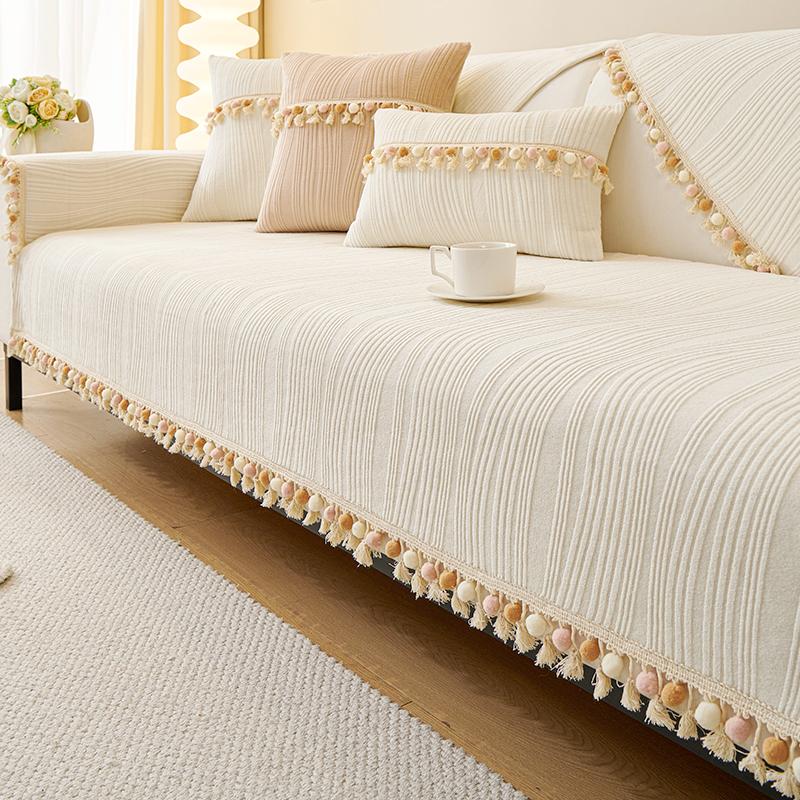 Simple Milk Fiber Sofa Cushion Winter Antislip Leather Sofa Cover Plush Thickened Cushion Cover Towel