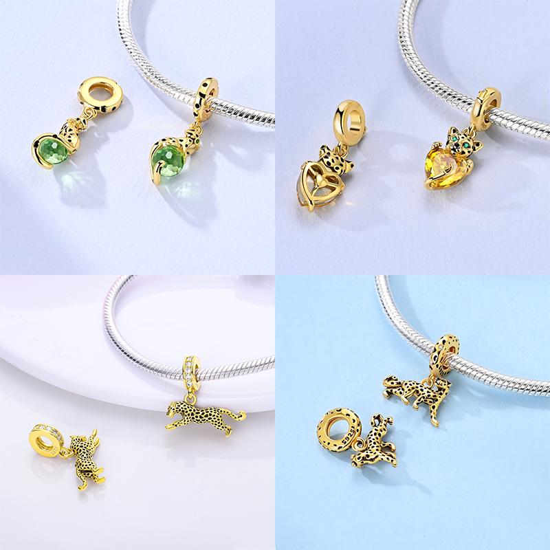 Copper Yellow Flower Sunflower Pendant House Owl Beads Golden Leopard Charms Beads Fit Diy Copper Bracelets Jewelry