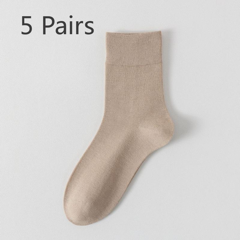 5 Pairs of Female Spring and Summer Mesh Breathable Sweat Absorbing Antibacterial Tube Socks