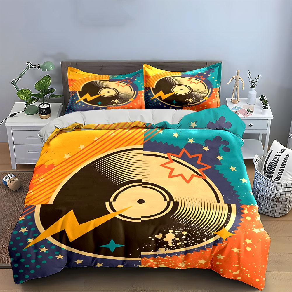 Retro Music Design Set Multiple Sizes Kid'S And Adults' Bedroom Exquisite 3Pc Bedding Set, Gift