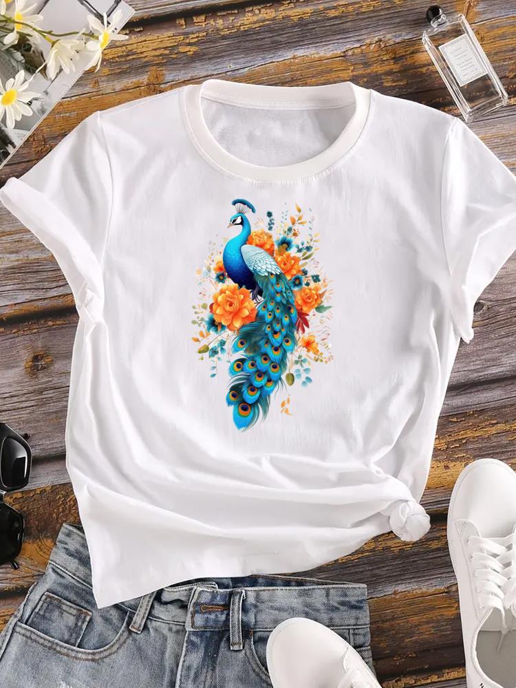 (Asian Size) Watercolor Cute 90s Lady Female Top Printed Women Casual T Shirt Fashion Graphic Short Sleeve T-shirts Tee Clothing