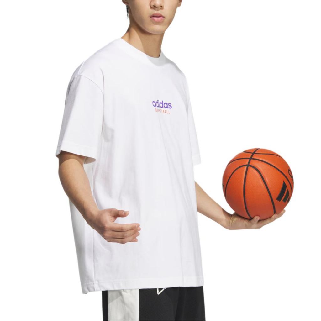 adidas T Shirts Men's White Crew Neck Moderate Straight Fit JD6402