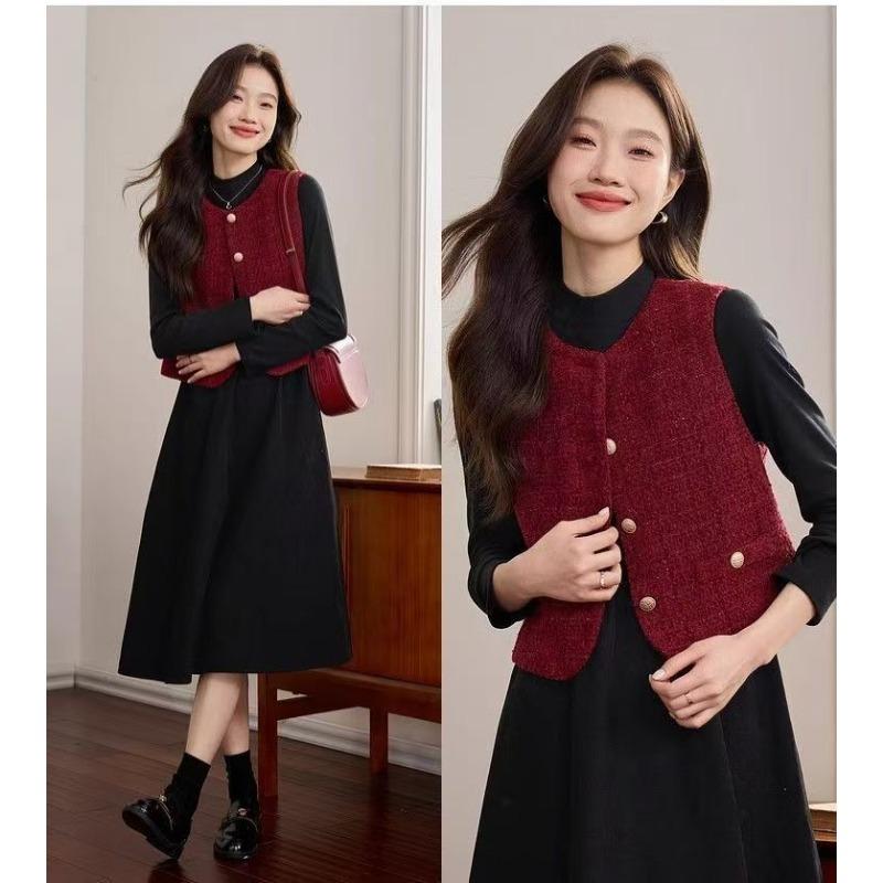 Women S Sleeveless Burgundy Tweed Vest Vintage Style Outerwear