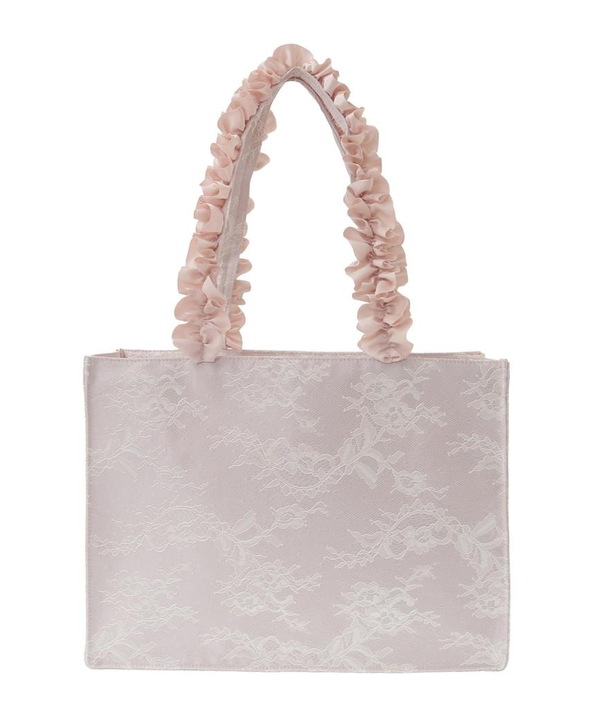 Maison De FLEUR Lace Frill Handle Square Tote Bag, Light Pink, Size F, 08000893600