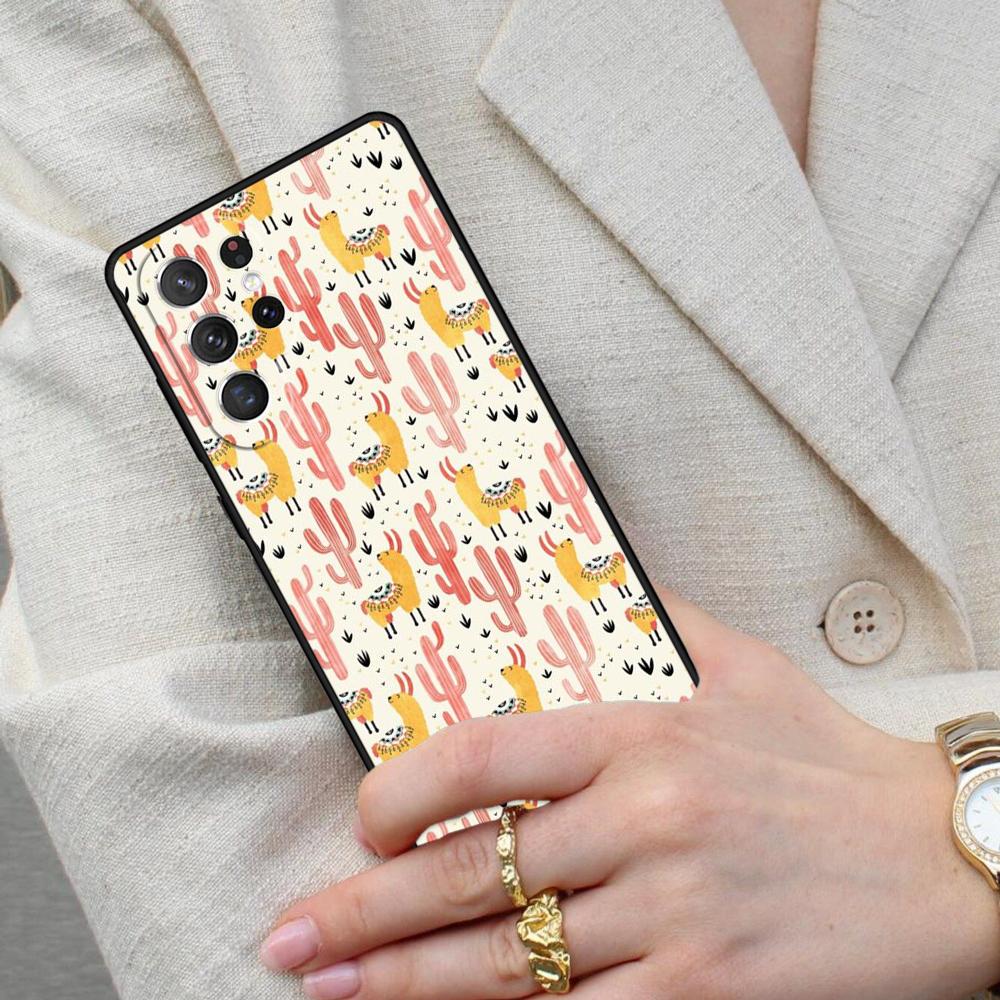 Llama Alpaca pattern Cell Phone Case for Samsung Galaxy S26 Ultra S25 S24 S23 S22 S21 S20 Note10 Cover