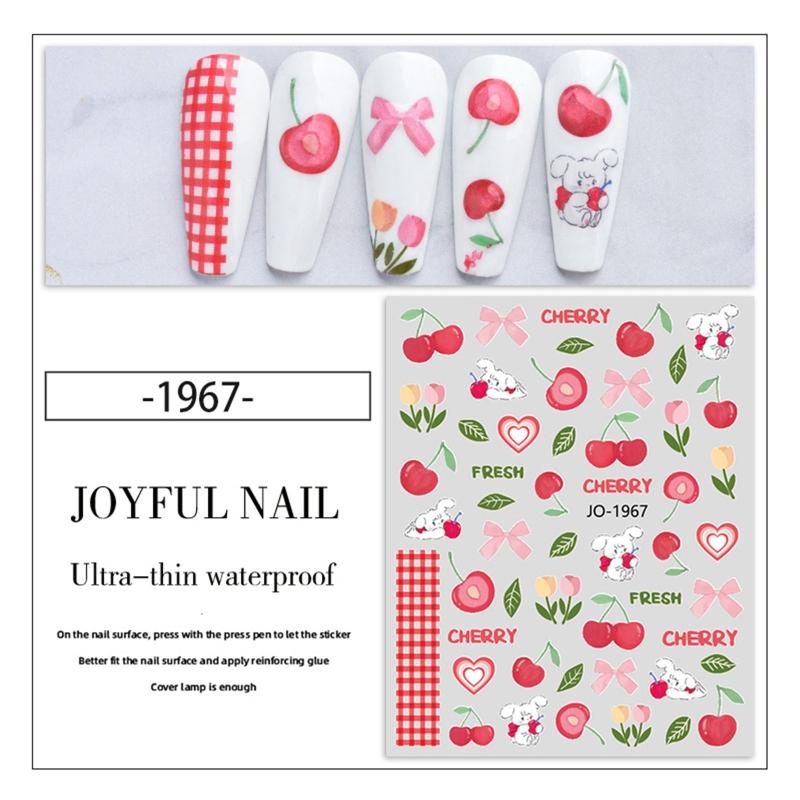 6Sheet Summer Fruit Nail Stickers Decals For Self-Adhesive Nail Art Stickers For Gel Polish DIY Nail Art Decorat
