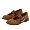 Fashion 2025 New Women Flats Ballet Comfortable Soft Leather Casual Shoes Punk Style Belt Buckle Loafers Rivet Designer Flat Shoes Women