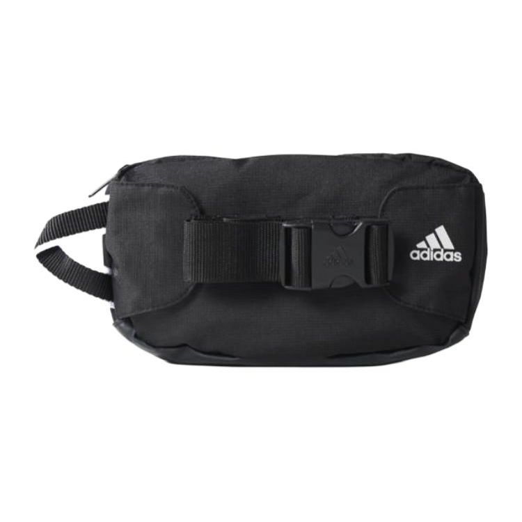 Adidas Zipper Closure Letter Logo Waist Bag Unisex Waist Bag Black AJ9974