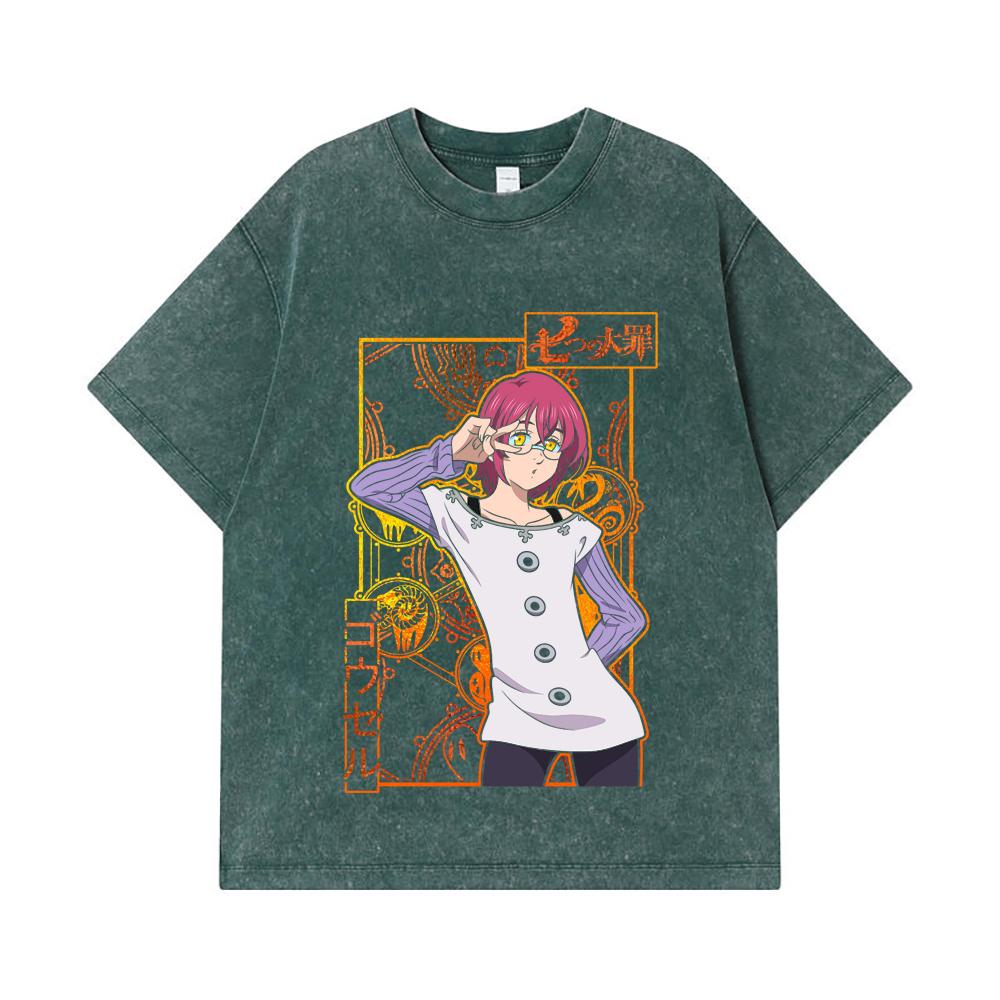 275 GSM Washed T-shirts 100% Cotton Seven Deadly Sins V11 Gowther Print Unisex Heavy Cotton T Shirt