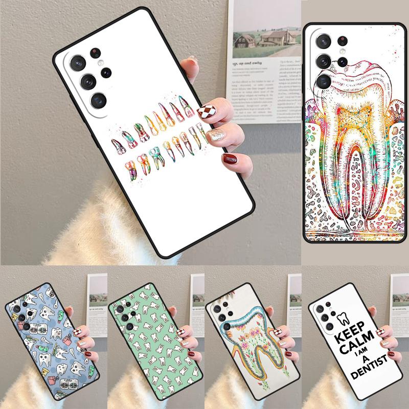 Cute Dentist Teeth Phone Case for Samsung Galaxy note 10 pro S26 Ultra S23 S24 FE S25 S21 S22 PLUS shockproof Cove