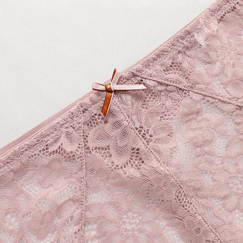 Sexy Lace Briefs Thong Women's Bow Tie with Hollowed Out Breathable Pattern T-panties Seamless Sports Yoga Underwear Panties