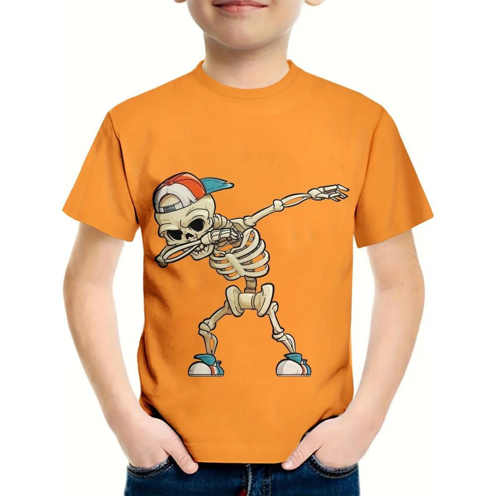 Abbigliamento per Bambini T-shirt da Ragazzo Manica Corta Stampa Teschio 3D Abbigliamento Estivo per Bambini Streetwear Creativo alla Moda Girocollo Abbigliamento per Ragazze