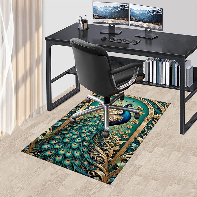 1PC peacock, floral Extra Large Non Slip Floor carpet, Office, family, Studio Large Area Rug Indoor Rugs, Bold Statement Piece