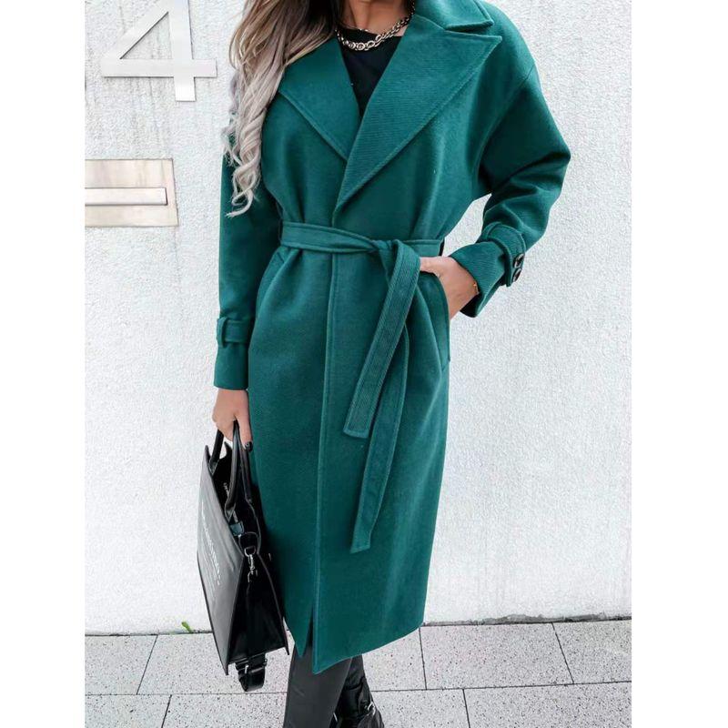 

Пальто Женское Зимнее Новое Стиль Офисной Леди Средней Длины Длинное Шерстяное С Воротником Пиджачного Типа Blue S