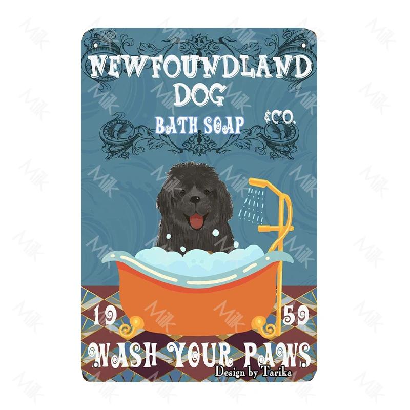 Metal Poster Newfoundland Dog Tin Sign Plate Retro Decor Cafe Home Pet Shop Bedroom Beach Vintage Home Decor Wall Art Plaque