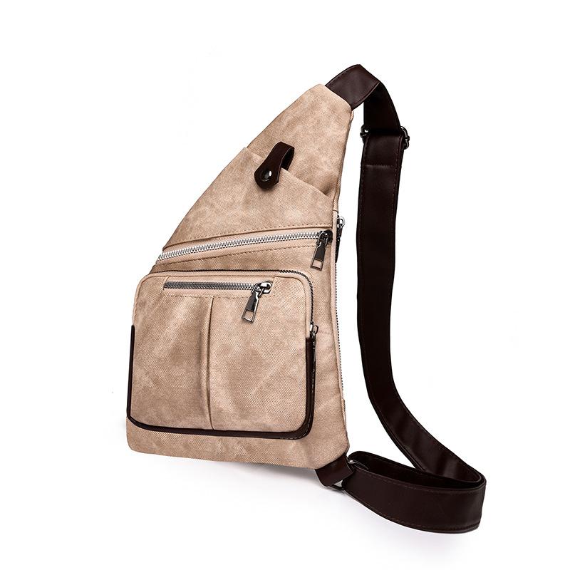 

Breast bag, male and female urban simple large-capacity commuter bag, soft leather handbag хакі