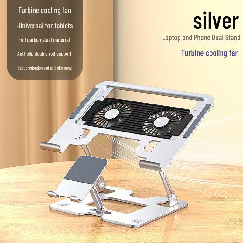 2-in-1 Leiser Kühlständer mit Lüfter für Laptops und Mobiltelefone