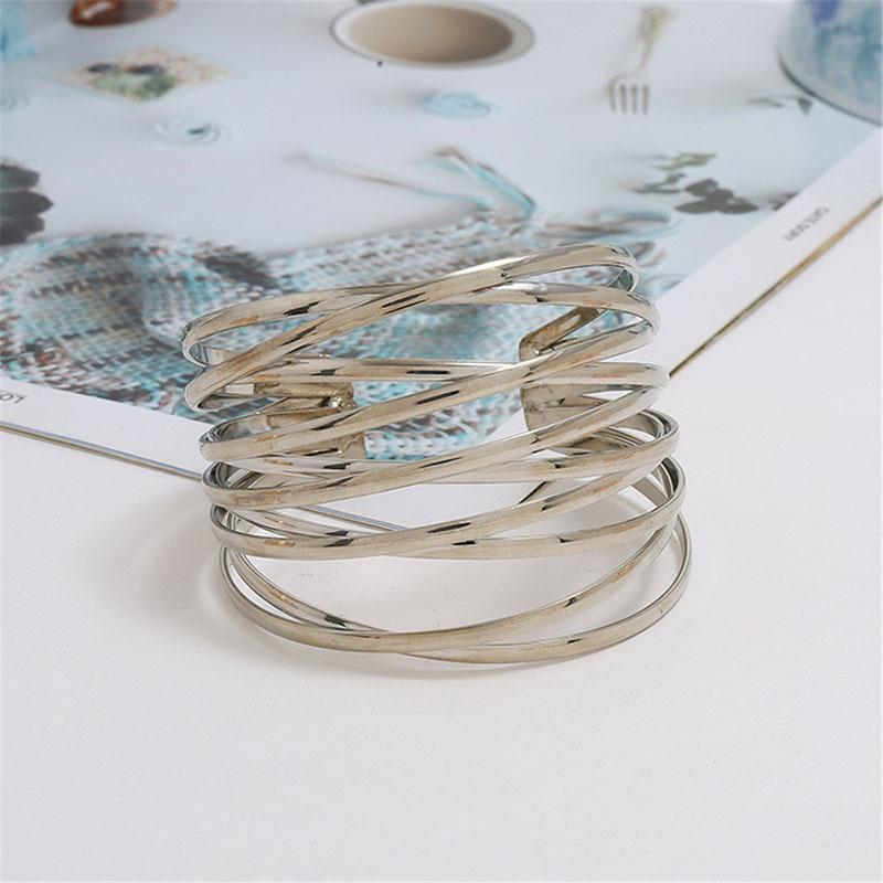 Punk Fashion Metal Cuff Bangles for Women Retro Personality  Exaggerated Hollow Out Geometric Bangles Party Jewelry Wholesale