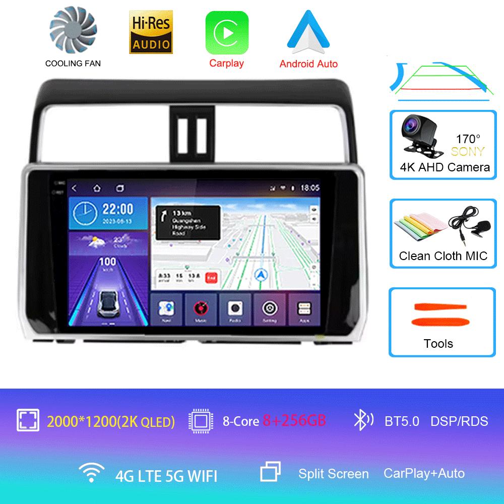 For Toyota Land Cruiser Prado 150 2018 2019 - 2025 Carplay 360 Camera Auto Android 14Car Radio Multimedia Player GPS Stereo Wifi