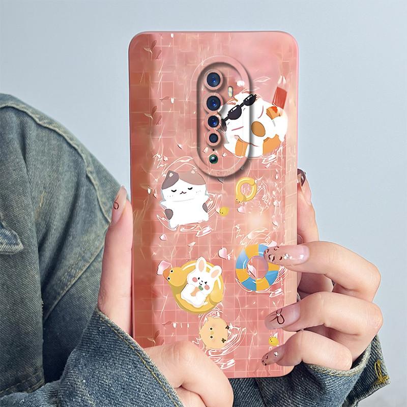 For OPPO Reno 2 Phone Case Reno2 CPH1907 Cover Soft Silicone Cute Cartoon Panda Flower Boys Girls Shell Protective Funda Casing