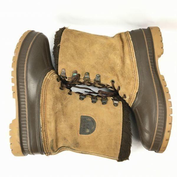 Sorel Vintage Canada Leather Snow Boots Lined Brown Size 7 25.0(USED)