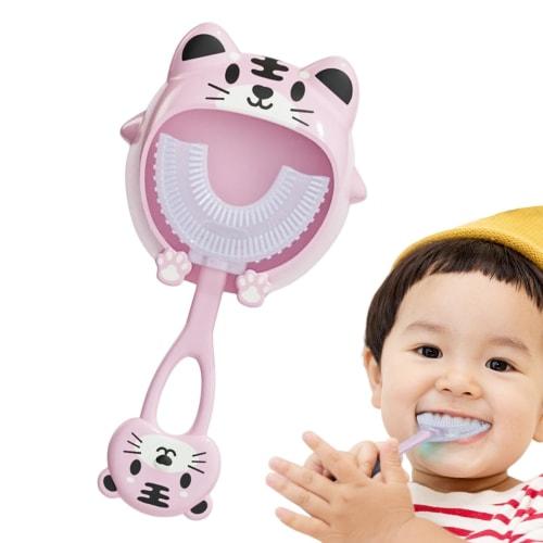 Children's U-Shaped Toothbrush, U-Shaped Toothbrush for Kids, Chewing Brush, Silicone Pacifier Training Toothbrush, Training Toothbrush with Easy-Grip