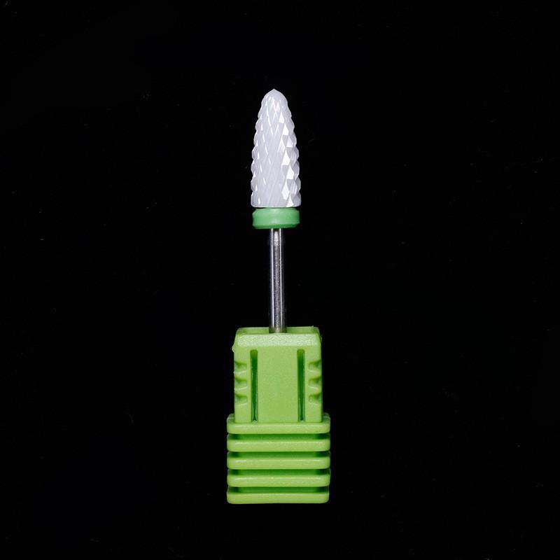 Nail Art Ceramic Grinding Head, Single Corn Bullet Cylindrical Rocket-Shaped Nail Electric Grinding Machine Accessories Grinding Head