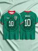 Mexiko Nr. 10 3D-Druck T-Shirt Herren Grün Kurzarm Lässige Oberteile Mexikanischer Nationaler Fußballfan Sporttrikot T-Shirts