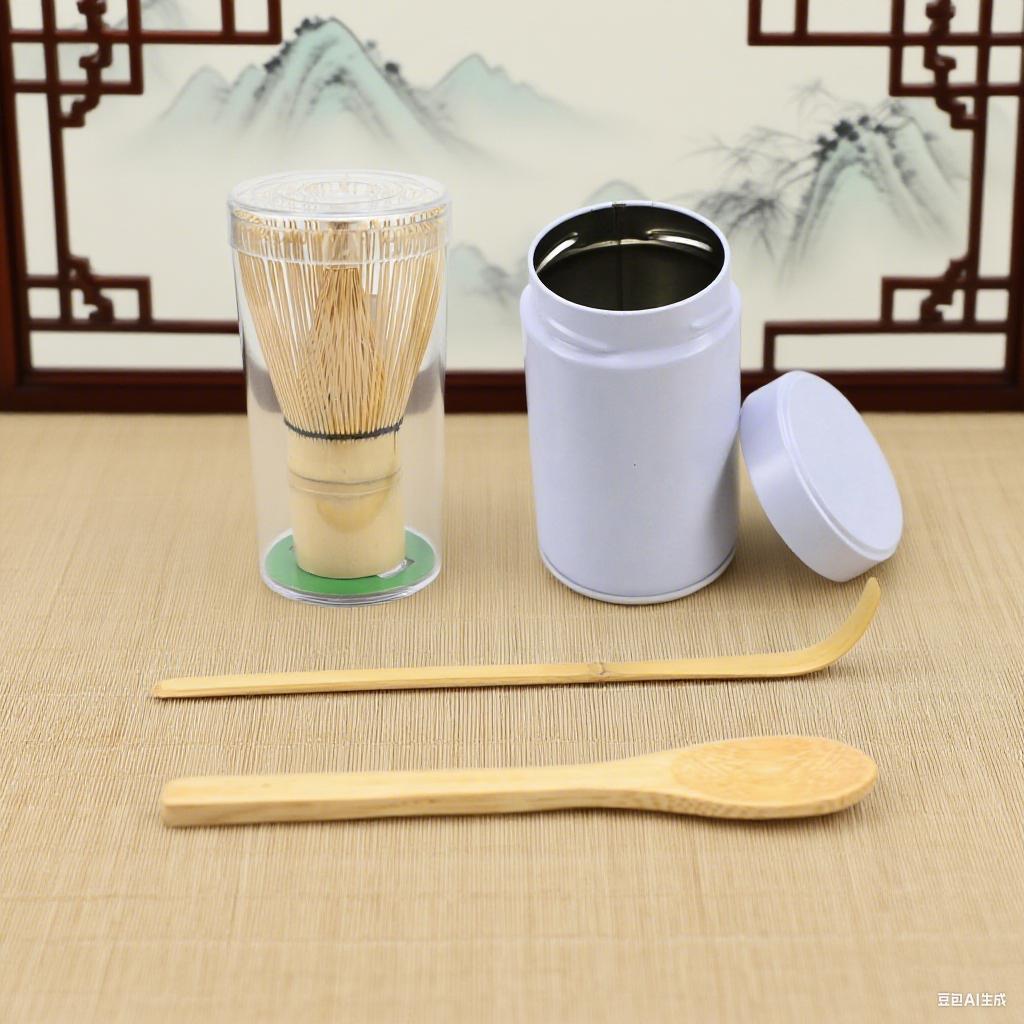 4pcs/set Matcha Whisk Set - Bamboo Matcha Whisk, Scoop, Scoop, Tinplate Cans, Traditional Matcha Blender