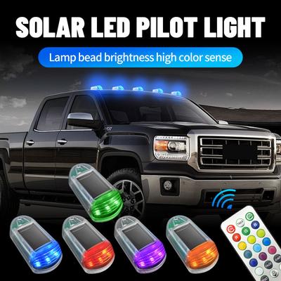 5 Pack Solar Powered Led Cab Roof Marker Running Lights W/Remote For Trucks Suv