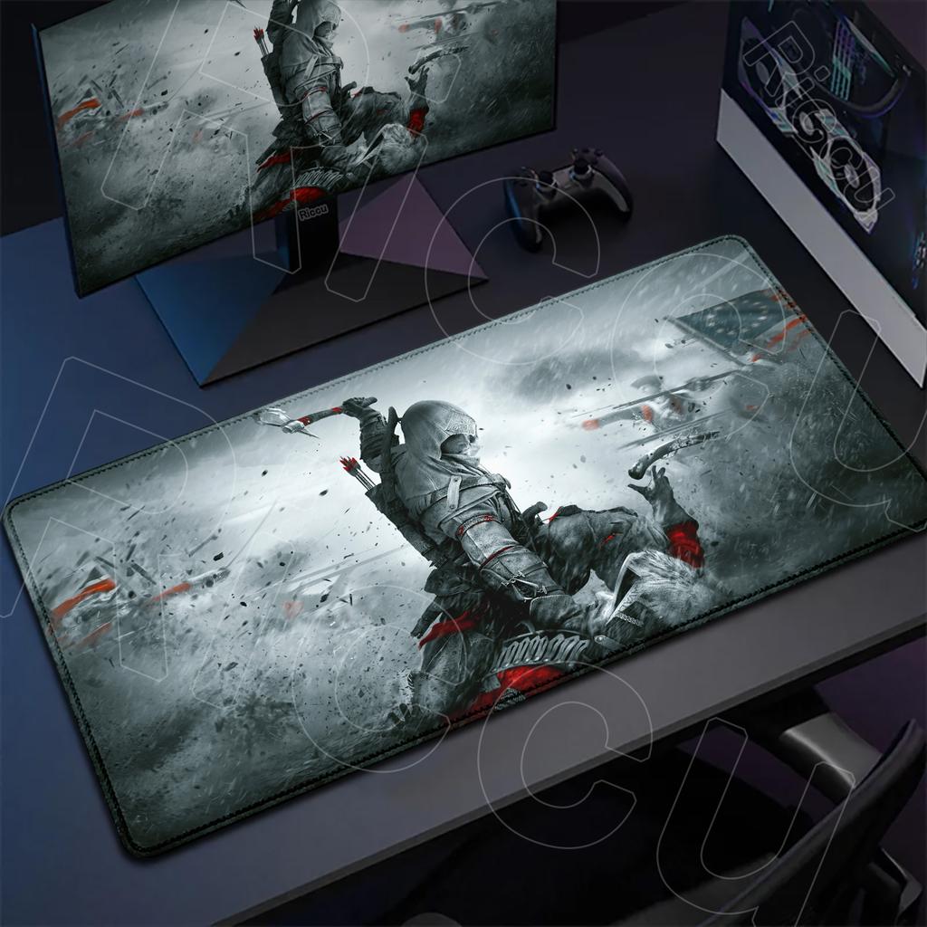 Großes Laptop Gaming Rutschfestes Erweitertes Mauspadd XXL A-Assassin S -Creed E-Sport Geschwindigkeits Tastatur Teppich Student Schreiben Weiches Polster