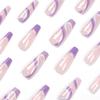 [Clearance] Wear nail art, purple lines, long ballet star and moon nail pieces, false nails, false nails