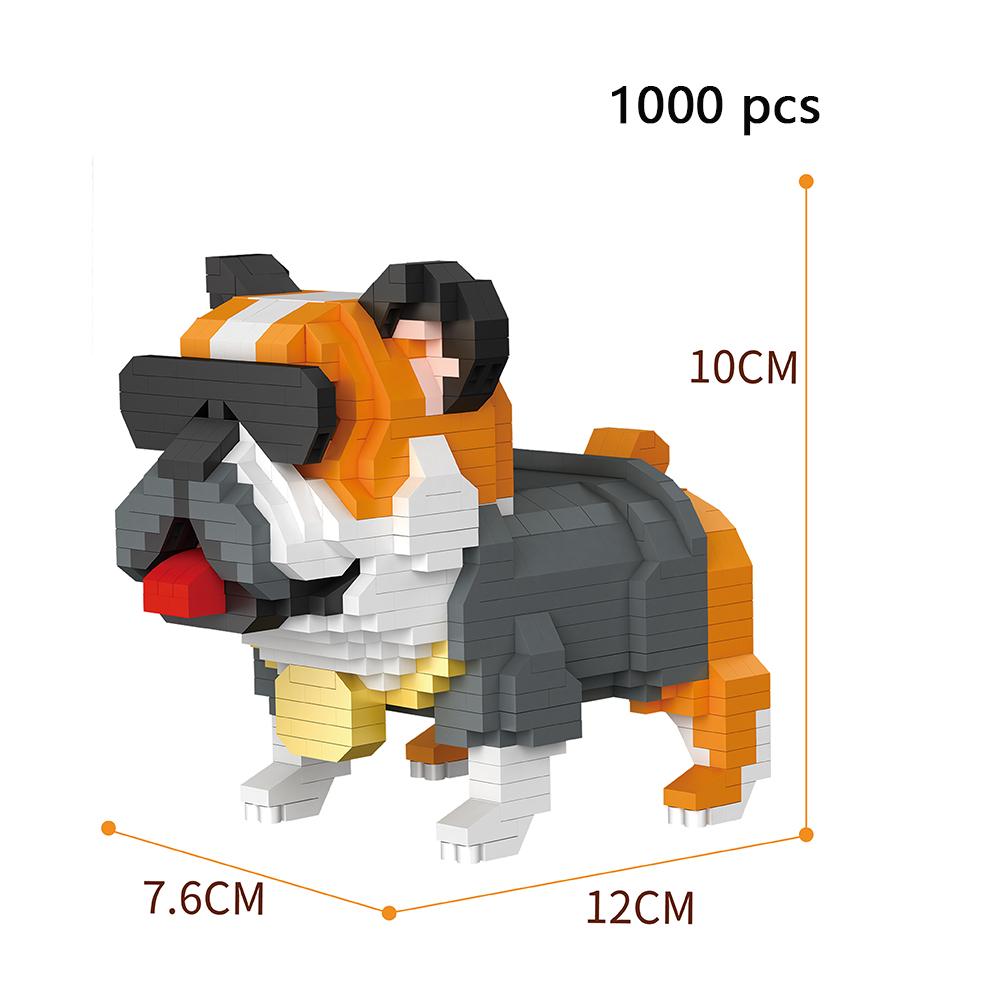 KNEW BUILT Dog Model Micro Mini Building Blocks Children Assemble Toys or Beginner Cute Bulldog Hughes Shiba Inu Pet Style Brick