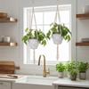 Plantă agățată Umeraș pentru plante de macrame, realizat manual